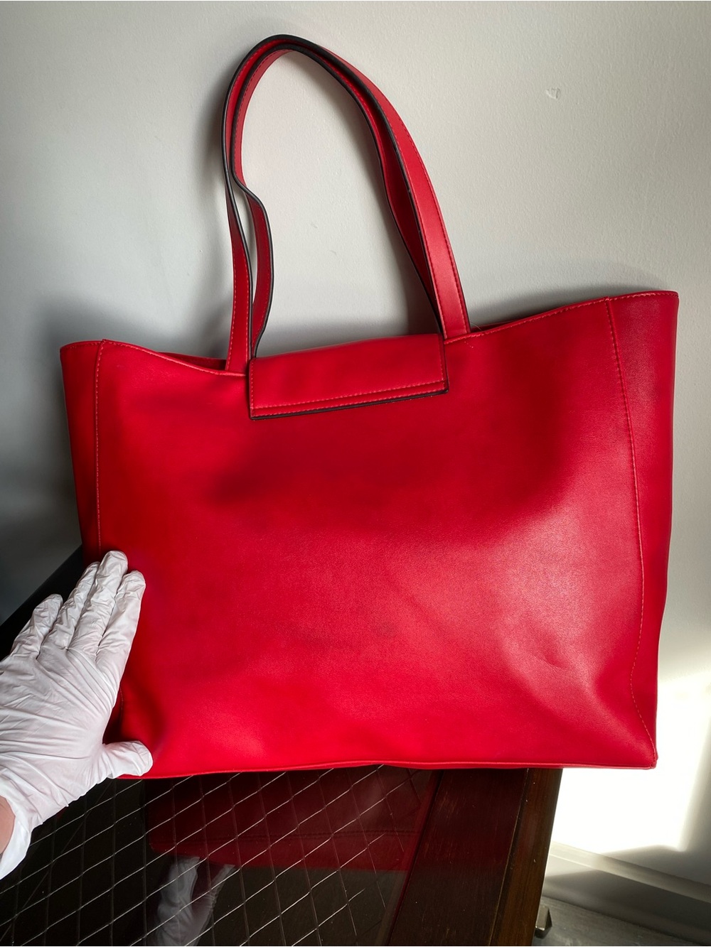 Elizabeth Arden Bright Red Leather Tote